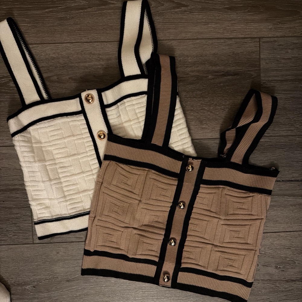 SHEIN Black and Tan Crop Tops